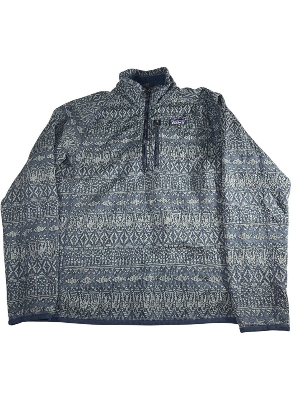 Patagonia Fish Trout Aztec Mens Better Sweater Fleece 1/4 Zip Jacket Size Small